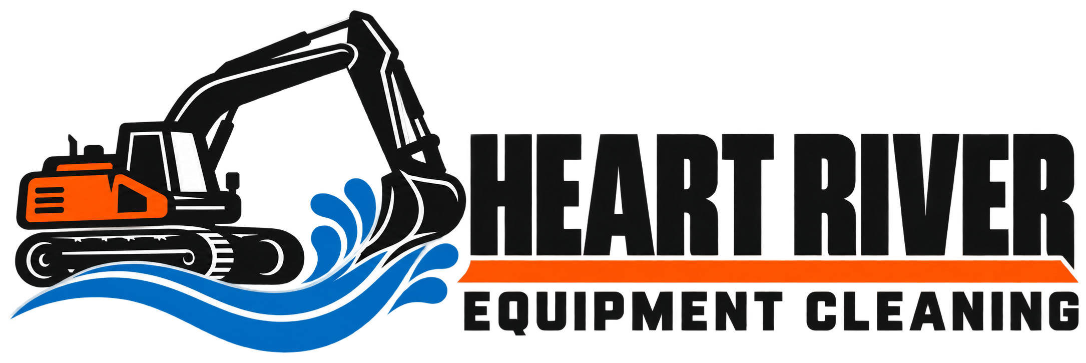 Heart River Equipment Cleaning excavator and river logo